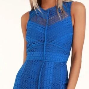 EUC Lulu's x Adelyn Rae Royal Blue Lace Dress (XS)